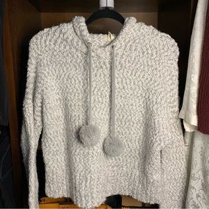 Yes/Lola White & Gray Oversized Cropped Hoodie